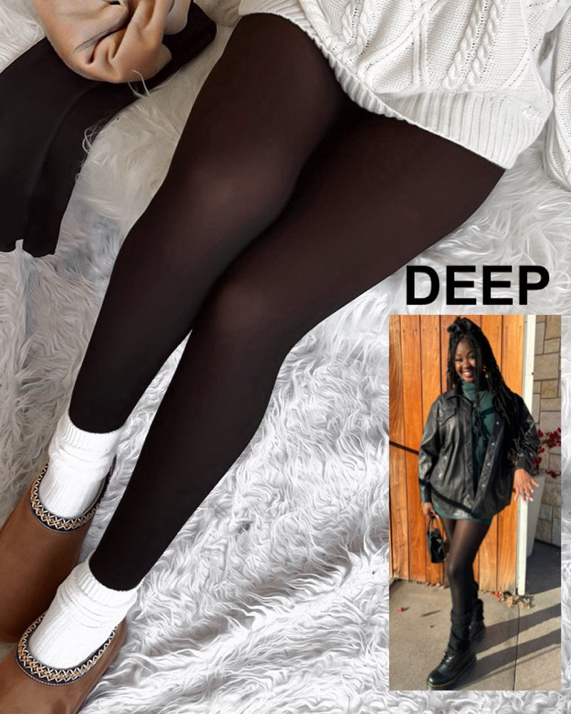 Cozy Translucent Fleece Lined Tights: Warm, Shaping, Skin-Tone Winter Hosiery