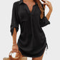 Flowy Drawstring Beach Cover-Up Dress Shirt - Lightweight Summer Swimwear