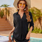 Flowy Drawstring Beach Cover-Up Dress Shirt - Lightweight Summer Swimwear