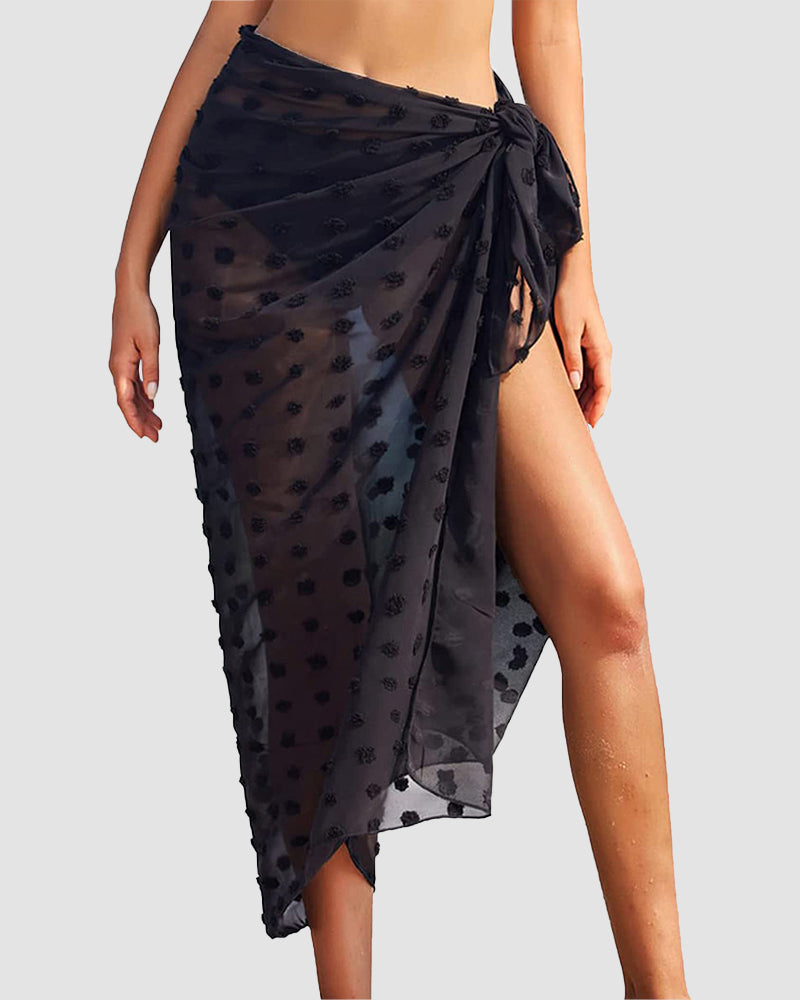 Elegant Sheer Side Tie Midi Sarong Swimsuit Cover-Up for Beach & Pool