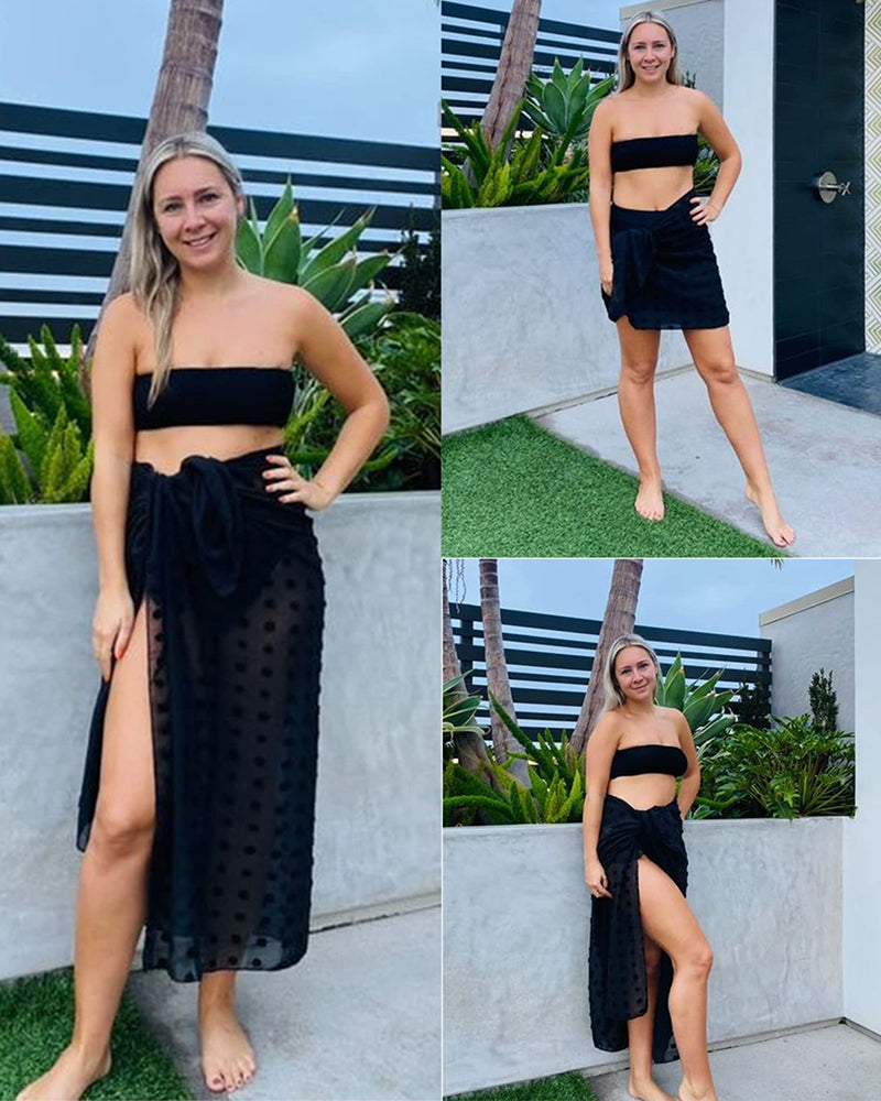 Elegant Sheer Side Tie Midi Sarong Swimsuit Cover-Up for Beach & Pool