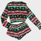 Cozy Festive Coral Fleece Long Sleeve Top & Shorts Set for Holiday Lounging
