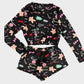Cozy Festive Coral Fleece Long Sleeve Top & Shorts Set for Holiday Lounging