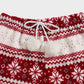 Cozy Festive Coral Fleece Long Sleeve Top & Shorts Set for Holiday Lounging