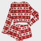 Festive Pattern Coral Fleece Long Sleeve Top and Shorts Set