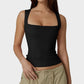Elegant Square Neck Fitted Tank Top - Soft, Stretchy, Versatile Everyday Essential