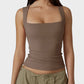 Elegant Square Neck Fitted Tank Top - Soft, Stretchy, Versatile Everyday Essential