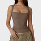 Elegant Square Neck Fitted Tank Top - Soft, Stretchy, Versatile Everyday Essential