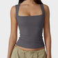 Elegant Square Neck Fitted Tank Top - Soft, Stretchy, Versatile Everyday Essential