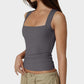 Elegant Square Neck Fitted Tank Top - Soft, Stretchy, Versatile Everyday Essential