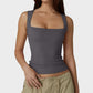 Elegant Square Neck Fitted Tank Top - Soft, Stretchy, Versatile Everyday Essential