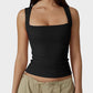 Elegant Square Neck Fitted Tank Top - Soft, Stretchy, Versatile Everyday Essential