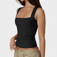 Elegant Square Neck Fitted Tank Top - Soft, Stretchy, Versatile Everyday Essential